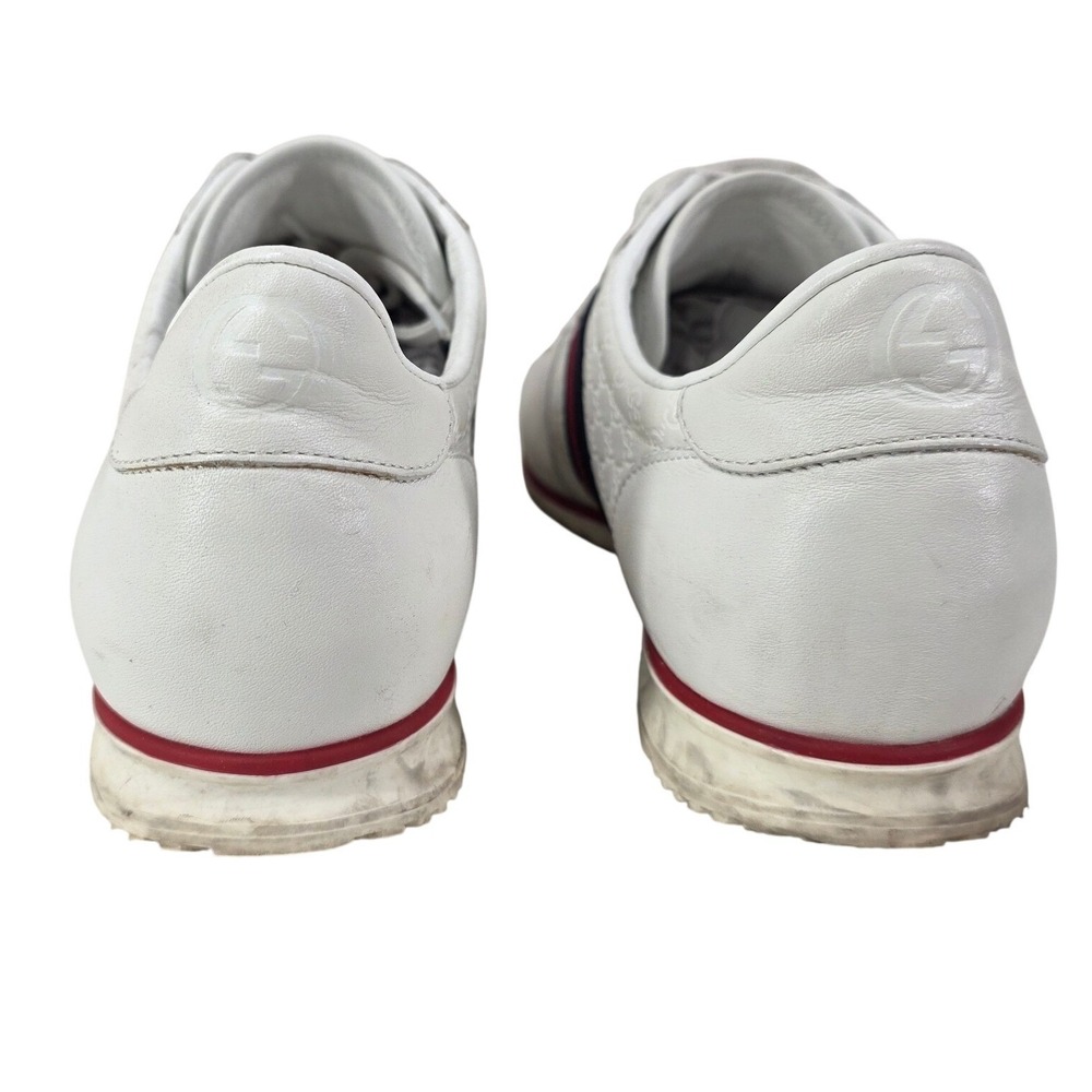 Gucci White Guccissima Leather Sneakers Mens 9 G US 10 Wide Web Stripe Low Top - Picture 10 of 15